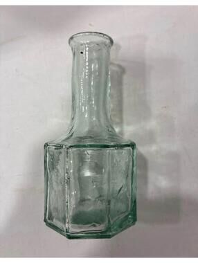 Antique octagonal ink hand blown glass bottle